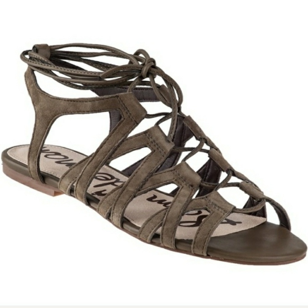 Sam Edelman lace up gladiator sandals olive suede